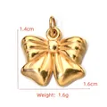 Polished gold stainless steel bow pendant with 1.4cm x 1.6cm dimensions and 1.6g weight - BXGPJ068-Bowknot Pendant