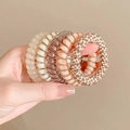 Set di 5 elastici per capelli a spirale in beige, crema, ambra e motivi a scacchi - 2# Spirale Gialla (Set da 5 pezzi)