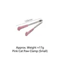 Piccola pinza per alimenti in silicone rosa a forma di zampa di gatto e acciaio - Piccolo / Rosa