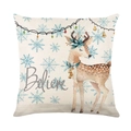 Funda de cojín navideña con reno y texto Believe para decoración de hogar - 45x45cm (Sin Relleno) / Believe Reno de Navidad (JYM351-4)