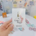 Glitter unicorn hair clip with gold horn and pink tulle mane on product display card - White Unicorn