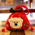 Christmas gift bag in red felt featuring a 3D teddy bear design with festive drawstring - Green Rim Bear