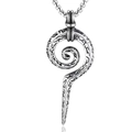 Vintage silver snake scepter Viking rune stainless steel pendant necklace with spiral texture - Spiral Snake Pendant (C0604) / Without Chain