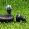 Green and black natural crystal stone mini mushroom carvings for garden decor - Green Sparrow Eye