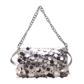 Sparkly sequin paillette handbag with silver chain strap for evening events - 25cm*7cm*17cm / Silver