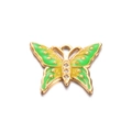 Golden butterfly pendant with green yellow enamel and rhinestones for DIY jewelry - Green