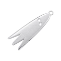 Detailed view of silver trident metal pendant with fine texture for Halloween jewelry - Ghost / White Gold