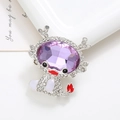 Macro detail of a silver cartoon dragon charm with purple crystal and clear rhinestones - Silver Base Purple (D2266)