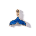 Golden mermaid tail charm with blue enamel wave pattern and sparkling glitter details - Pearlescent Royal Blue