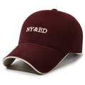 Berretto da baseball vintage in cotone bordeaux con ricamo NY&ED e tesa a contrasto - Regolabile / Rosso