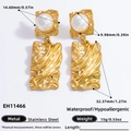 Eleganti orecchini in acciaio inossidabile placcato oro 18K con perle e diamanti - Perla in Strass Ondulati Lunga (EH11466)