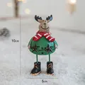 Grüner Rentier-Weihnachtsschmuck aus Eisen mit Schal und Sternenmotiven, 10 cm Höhe - Grüner Stehender Weihnachtselch