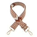 Close-up of chevron woven bag strap with adjustable golden buckle and lobster clasps - J6 - Dark Brown / Antique Brass Hardware