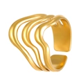 Verstellbarer goldener vierlagiger Wellenring aus minimalistischem Edelstahl für Damen - 18K Vergoldet Kleine Welle