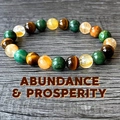 Multicolor natural gemstone beaded bracelet featuring citrine and tiger eye stones - Green Brown Crystal Set-Abundance