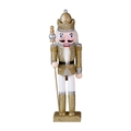 30cm Golden Glitter Nutcracker King Wooden Craft with Crown and Scepter Christmas Decor - Gold Glitter Nutcracker King (TN3002BR) / Gold