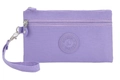 Purple nylon zipper wallet featuring matching wrist strap and round rubber logo detail - Lavender Purple