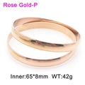 Classic rose gold stainless steel bangle 65x8mm with a polished minimalist finish - 65x8mm Rose Gold(KB187564-LO) / Same Color Stackable Set
