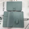 Water blue faux leather nail tool organizer with lychee texture and multi-slot interior - Aqua Blue