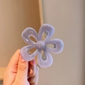 Elegant purple camellia flower hair claw clip in glossy finish for minimalist women style - 6# Jelly Blue Grey