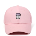 Gorra de béisbol de algodón rosa ajustable con diseño de taza bordado en el frente - Ajustable / Rosa