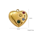 Golden heart pendant with colorful gemstones and hanging ring for DIY jewelry making - Colorful Gemstone Inlaid Heart Pendant (14x13mm)