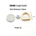 Hellgoldener 3,8 mm Metall D-Ring für Taschen und Kleidung mit 15 mm Innendurchmesser - 5x4D (Innen 15mm) / Hellgold