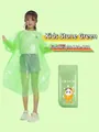 Green disposable kid raincoat for 120-150cm height with portable panda storage bag - Kids / Kurashi Green