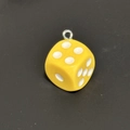 Creative yellow dice keychain pendant with metallic silver ring for bag accessories - Yellow Dice Pendant (PY048-HU)