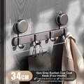Gun gray vacuum suction cup hooks with 4 hangers for bathroom door storage rack - Gunmetal Gray Single Hook-4 Hooks