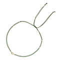 Bohemian grass green handmade beaded bracelet with a golden spacer bead and adjustable cord - Grass Green Seed Beads Gold Spacer (MI-B210046A)