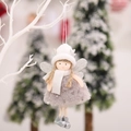 Ciondolo angelo di Natale in peluche con ali argentate e cappello bianco in maglia per albero - Pendaglio ad Angelo / Grigio