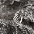 Adjustable lightning bolt ring in silver metal with sparkling white zircon stones - Lightning Pave / Silver