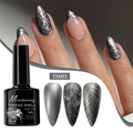 Dettaglio macro del gel per unghie perla argento con motivi a trama filettata - Gel Filo di Conchiglia TS003 (Grigio Argento)