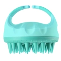 Silicone scalp massager brush in mint green with ergonomic handle for hair washing - Handheld / Green