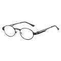 Steampunk round metal sunglasses with black frame and spring hinge temple detail - Black Frame Clear Lens