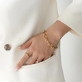 Retro hip-hop gold chunky chain bracelet with metal balls worn by a fashion model - Gold Bracelet 17+3cm