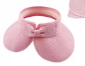 Visiera parasole in paglia rosa con fiocco e parte superiore aperta da donna - Rosa Antico