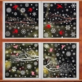 Christmas window decals with snowflake and bird designs in brown and white finishes - [4 Sets] BQ(453-455)+458