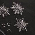 Three clear acrylic snowflake pendants with silver rings for Christmas DIY craft decor - Transparent Christmas Ice Flower Ornaments (Set of 3)