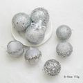 Set di palline di Natale argento con glitter e motivi a stella, misura 8-10 cm - Palline di Schiuma Argento 8 Pezzi