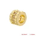 Macro shot of 5mm by 8mm golden honeycomb spacer bead with pavé zircon crystals - Style H: Wavy Pleats (VZ435B1) / 5*8mm / Gold