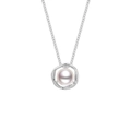 Collier élégant en argent sterling S925 avec pendentif vague et perle ronde au centre - A350 Bague Vague Perle - Argent
