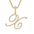 Macro view of 18K gold plated rope chain and hip hop pendant with cubic zirconia - Letter X / Gold (Pendant Only)