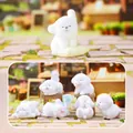 Miniature white bichon dog figurines set with soft flocked texture and 7 unique poses - Little White Stay Home Day Figure / Full Box (Set of 6)