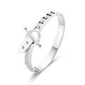Polished stainless steel belt buckle bracelet with pavé rhinestones in a modern silver finish - Steel