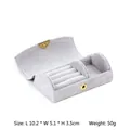Gray velvet portable jewelry travel case with four ring slots and open compartment - Plush Style / Light Gray