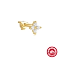 Golden S925 sterling silver flower cartilage stud earring with cubic zirconia stones - Single Gold #5 (Clover Flower)