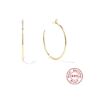 Polished S925 sterling silver hoop earrings in gold with pear-cut clear zircon stone - Style 1-Single Large Hoop Earring / Gold
