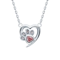 Collana in argento sterling S925 con ciondolo a forma di zampa di gatto in zircone rosa - Argento 925 / Argento